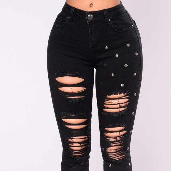 Fashion Nova Jeans Black Studded Jeans Poshmark